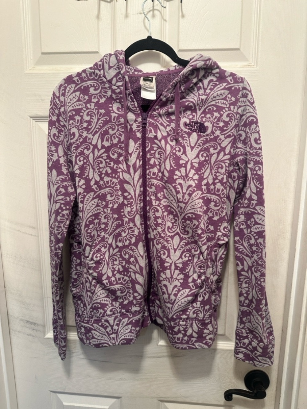 The North Face Lavender and White Paisley Hooded Fleece